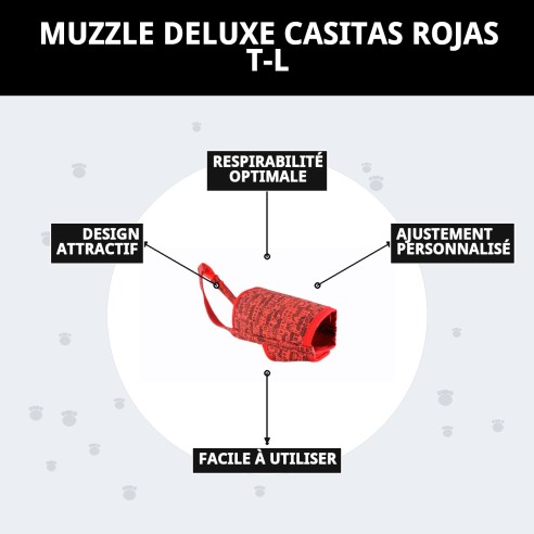 Muzzle Deluxe Casitas Rojas T-L pour Votre Animal Heureux