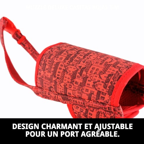 Muzzle Deluxe Casitas Rojas T-M - Confort et Style pour votre Animal de Compagnie