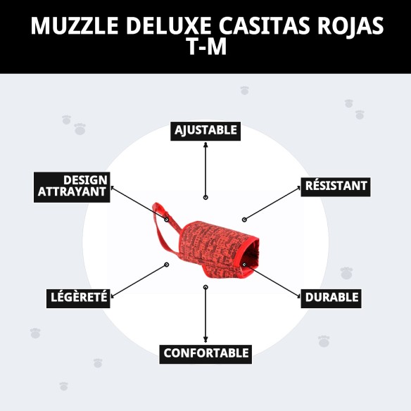 Muzzle Deluxe Casitas Rojas T-M - Confort et Style pour votre Animal de Compagnie
