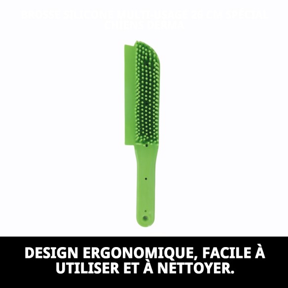 Brosse en silicone multi-usages pour chiens et chats 26 cm