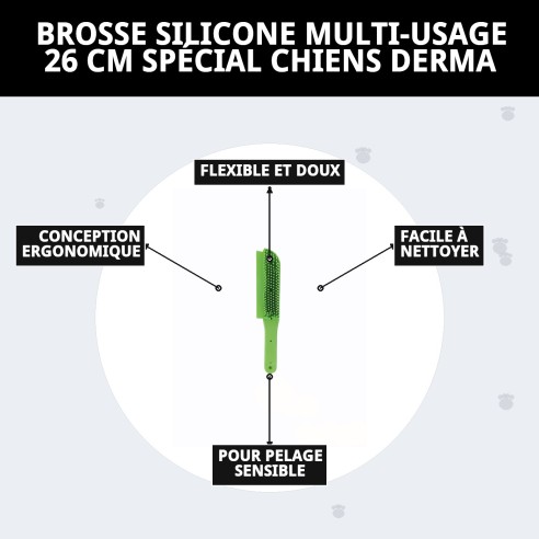 Brosse en silicone multi-usages pour chiens et chats 26 cm