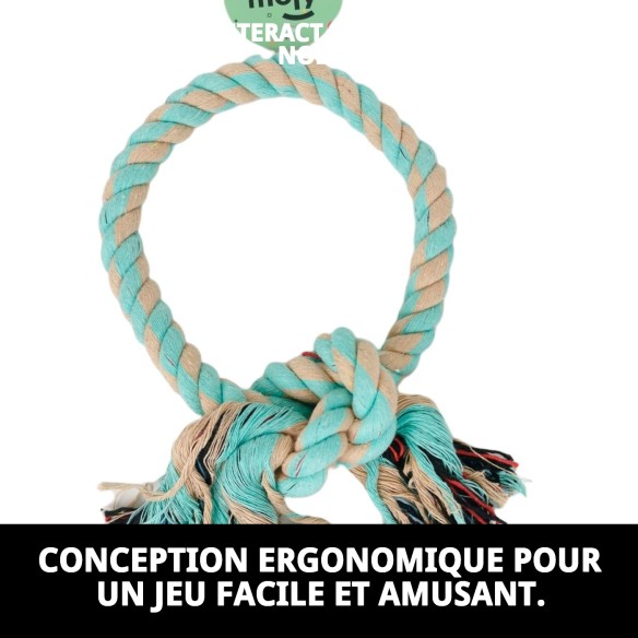 Mordeur Interactif Rond pour Chiens - Jouet en Corde