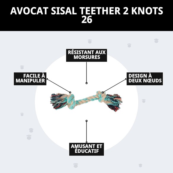 Mordeur en Sisal Avocat 2 Nœuds : Amusement et Soin Dentaire