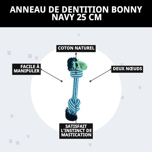 Mordeur Bonn Navy 25 cm : Jouet idéal pour chiots.