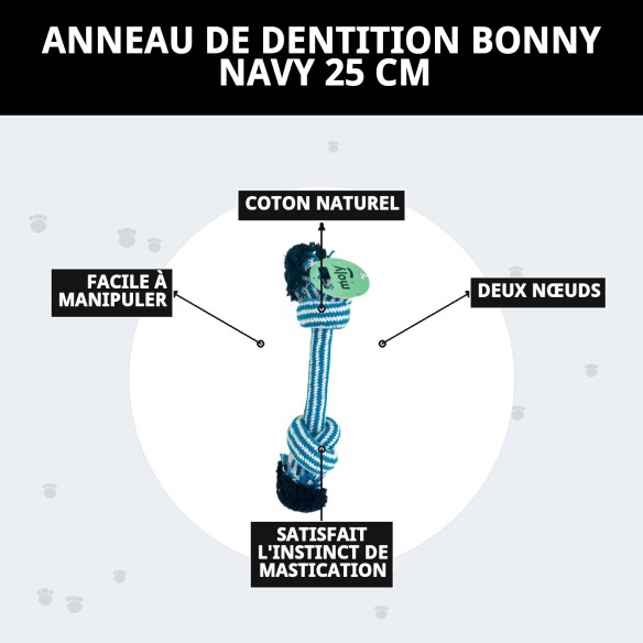 Mordeur Bonn Navy 25 cm : Jouet idéal pour chiots.