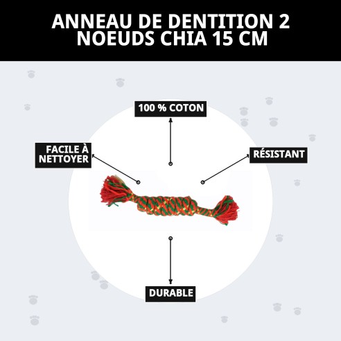 Mordeur 2 Nœuds Chía 15 cm : Amusement et santé pour votre chien