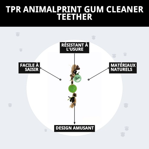 Mordeur Nettoyeur de Gencives TPR AnimalPrint pour Chiens