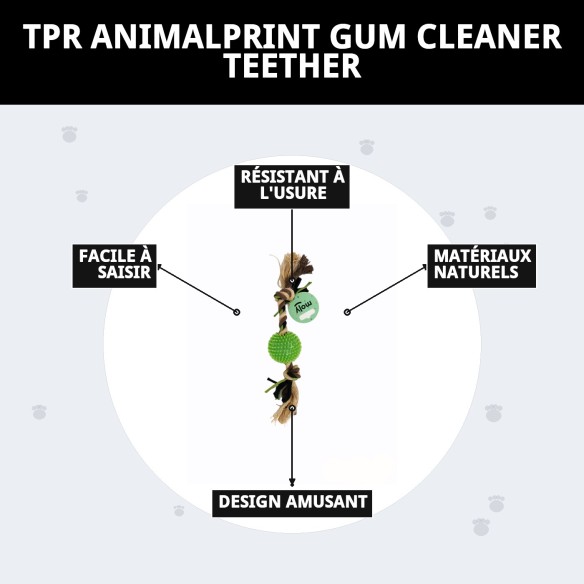 Mordeur Nettoyeur de Gencives TPR AnimalPrint pour Chiens