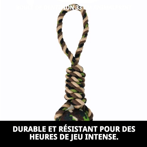 Mordeur en forme de balle Animalprint 33 cm pour chiens heureux.