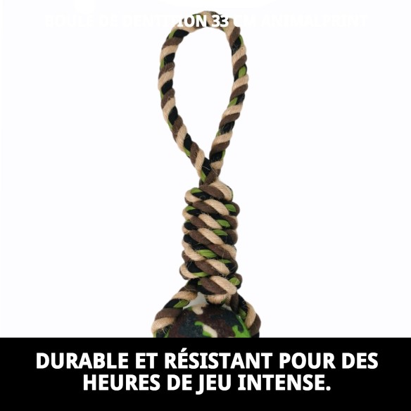 Mordeur en forme de balle Animalprint 33 cm pour chiens heureux.