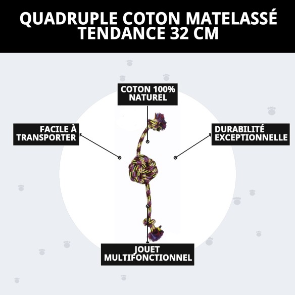 Jouet Quadruple Trendy en Coton 32 cm pour Chiens