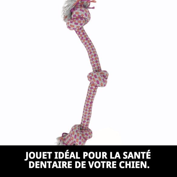 Mordeur 3 Nœuds 35 cm pour chiens : amusement et santé dentaire