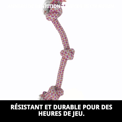 Mordeur 3 Nœuds 35 cm pour chiens : amusement et santé dentaire