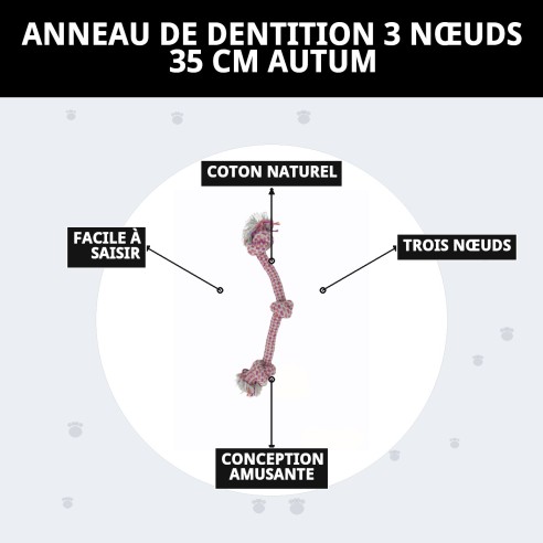 Mordeur 3 Nœuds 35 cm pour chiens : amusement et santé dentaire