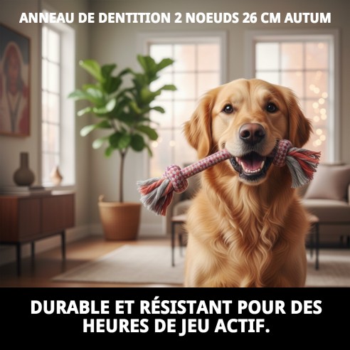 Mordeur 2 Nœuds 26 cm Autum pour chiens - Jouet en coton