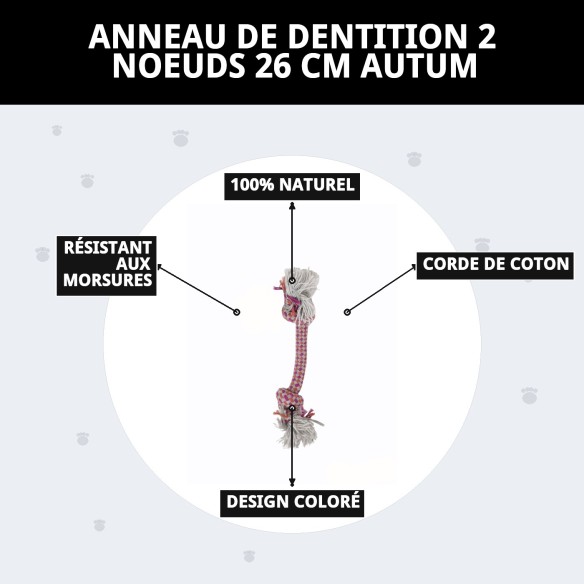 Mordeur 2 Nœuds 26 cm Autum pour chiens - Jouet en coton