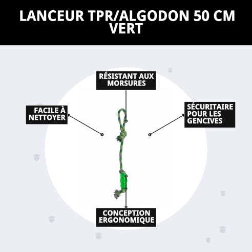 Lanceur TPR/Coton 50 cm pour chiens - Amusement et soin