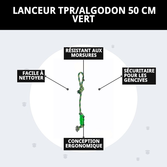 Lanceur TPR/Coton 50 cm pour chiens - Amusement et soin