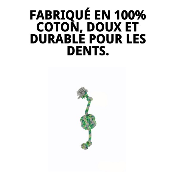 Mordeur en forme de balle pour chiens 100% coton - Jouet amusant