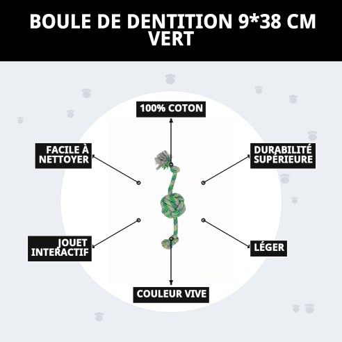 Mordeur en forme de balle pour chiens 100% coton - Jouet amusant
