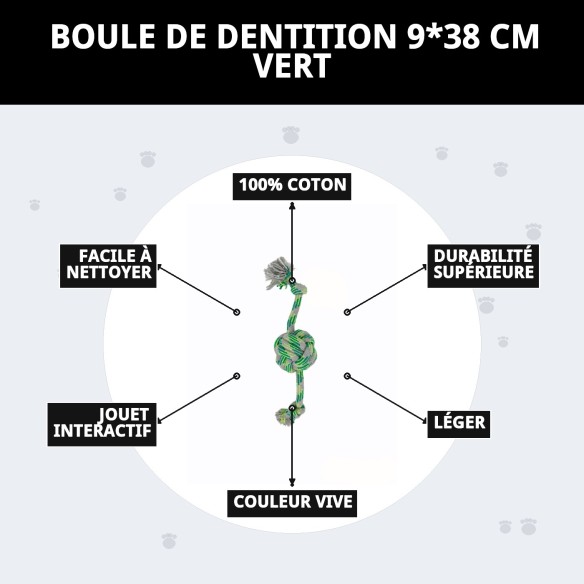 Mordeur en forme de balle pour chiens 100% coton - Jouet amusant