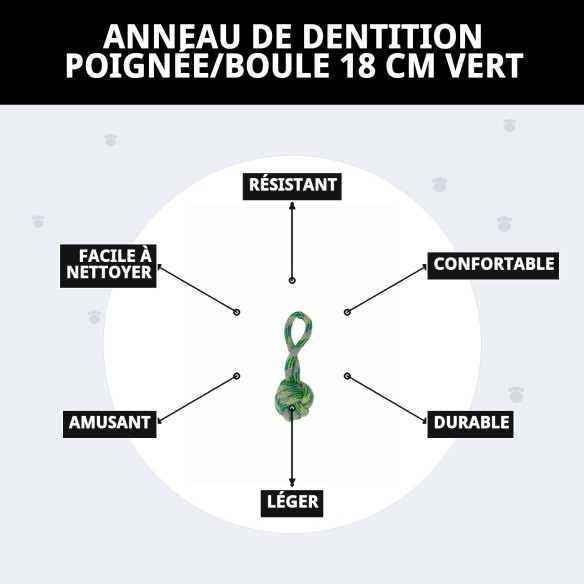 Mordeur Balle 18 cm Vert : Amusement et Santé Canine