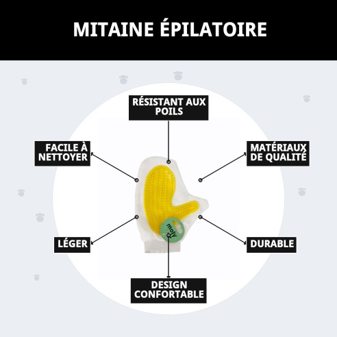 Gant Élimine-Poil : Éliminez facilement les poils de votre animal.