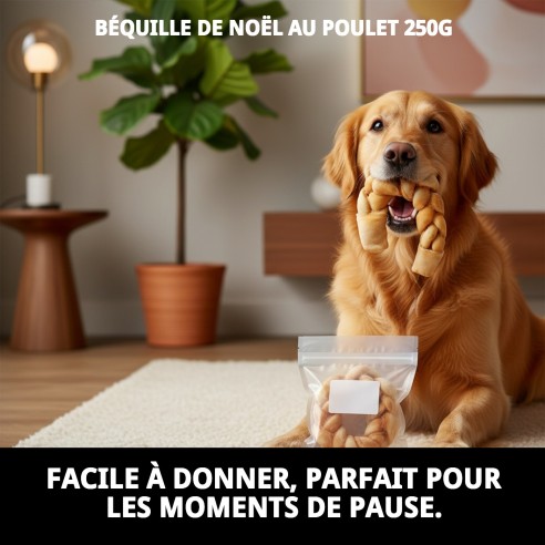 XMAS CRUTCH POULET 250GR : Snack Savoureux pour Grands Chiens