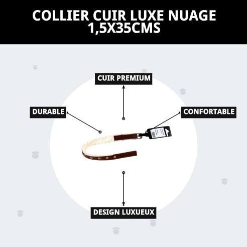Collier de luxe en cuir Nuage 1,5x35cm pour votre animal élégant.