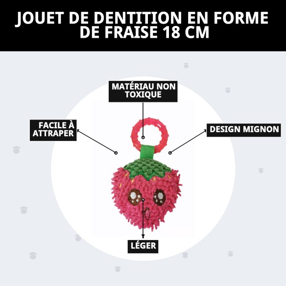 Jouet Sucette en Peluche Fraise 18 cm pour Animaux de Compagnie Amusant
