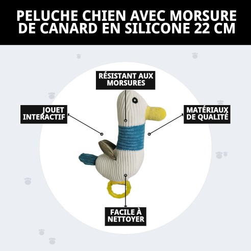 Peluche Mordeur en Silicone Canard 22 cm pour Chiens - Moly