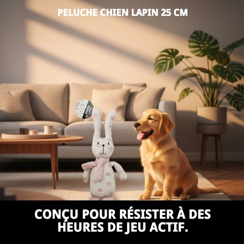 Peluche Lapin Tendance pour Chien - 25 cm de Plaisir