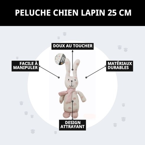 Peluche Lapin Tendance pour Chien - 25 cm de Plaisir