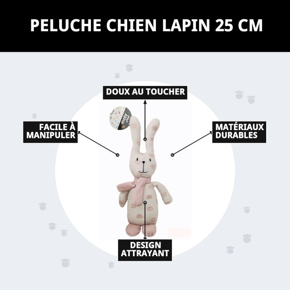 Peluche Lapin Tendance pour Chien - 25 cm de Plaisir