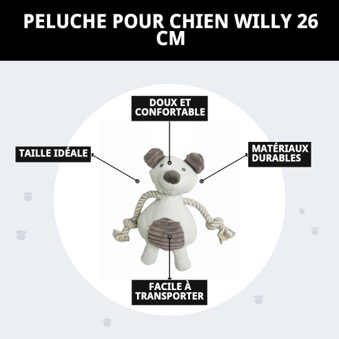 Peluche pour Chien Willy 26 cm - Amusement et Confort