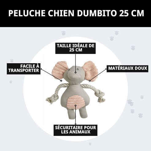 Peluche pour Chien Dumbo 25 cm - Compagnon Idéal pour Jouer