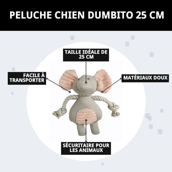 Peluche pour Chien Dumbo 25 cm - Compagnon Idéal pour Jouer