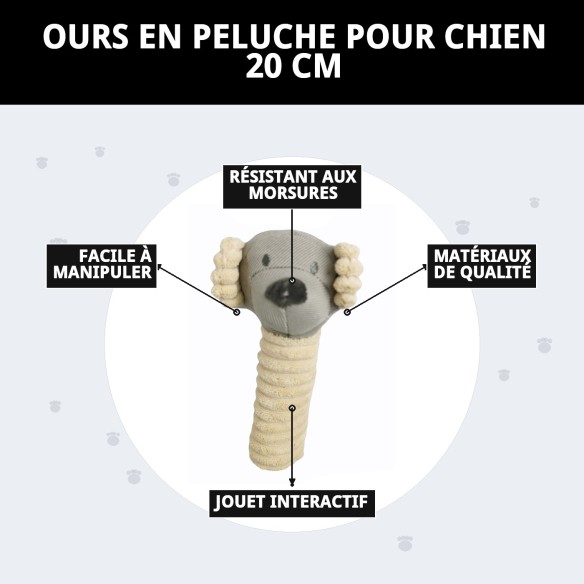 Peluche Ourson pour Chiens de 20 cm | Jouet Idéal et Sûr