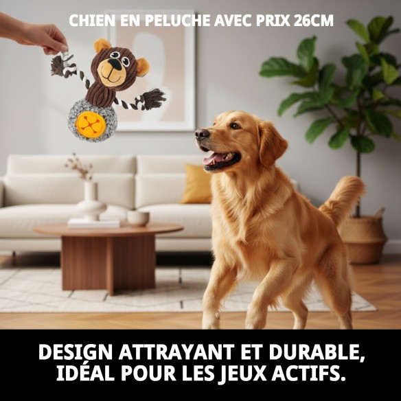 Peluche Chien 26 cm - Compagnon Idéal et Cadeau Parfait