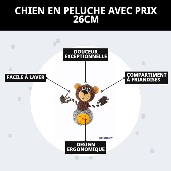 Peluche Chien 26 cm - Compagnon Idéal et Cadeau Parfait