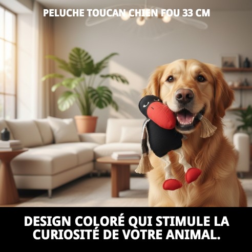 Peluche Tucan Crazy pour Chiens - 33 cm de Plaisir