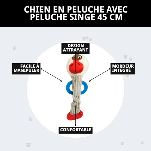 Peluche Chien avec Mordeur Singe 45 cm - Amusement Garanti