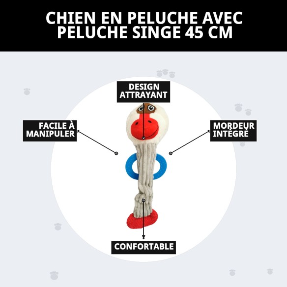 Peluche Chien avec Mordeur Singe 45 cm - Amusement Garanti