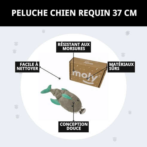 Peluches requin pour chiens 37 cm | Amusement garanti