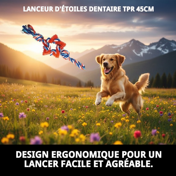 Lanceur Étoile Dentaire TPR 45cm : Joue et Prends Soin de Ton Animal de Compagnie