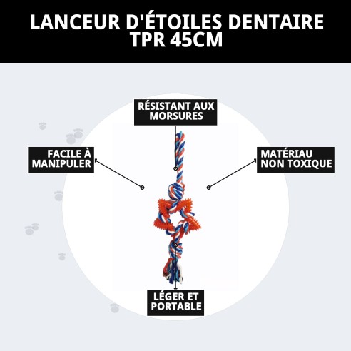Lanceur Étoile Dentaire TPR 45cm : Joue et Prends Soin de Ton Animal de Compagnie