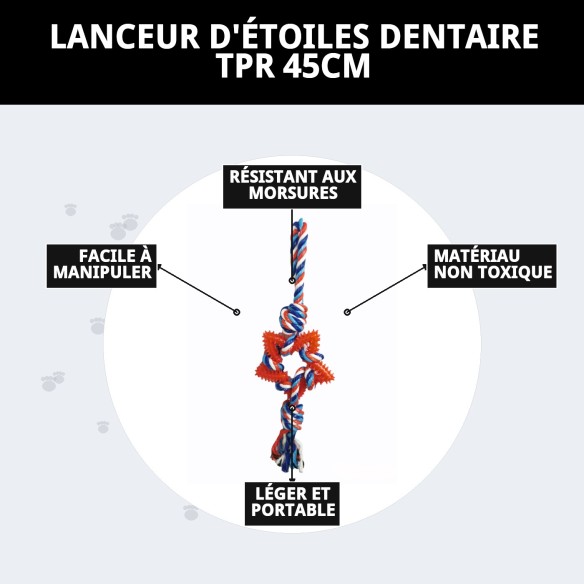 Lanceur Étoile Dentaire TPR 45cm : Joue et Prends Soin de Ton Animal de Compagnie