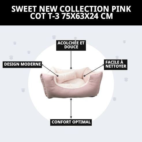 Coussin Rose Douce Nouvelle Collection T-3 75x63x24 cm pour Animaux de Compagnie