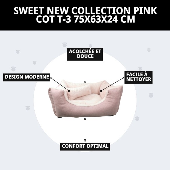 Coussin Rose Douce Nouvelle Collection T-3 75x63x24 cm pour Animaux de Compagnie