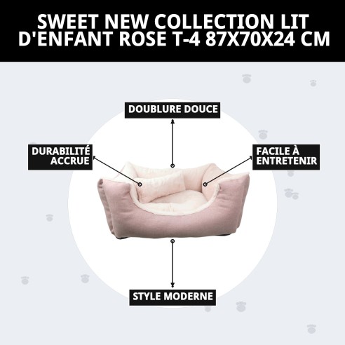Coussin Rose Douce Nouvelle Collection T-4 87x70x24 cm pour Animaux de Compagnie